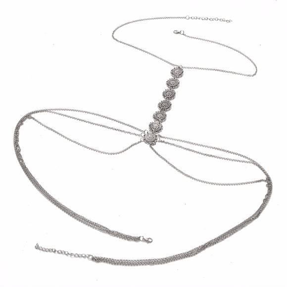 Silver Bohemian Beach Body Jewelry Harness Chain - Picture 7 of 8
